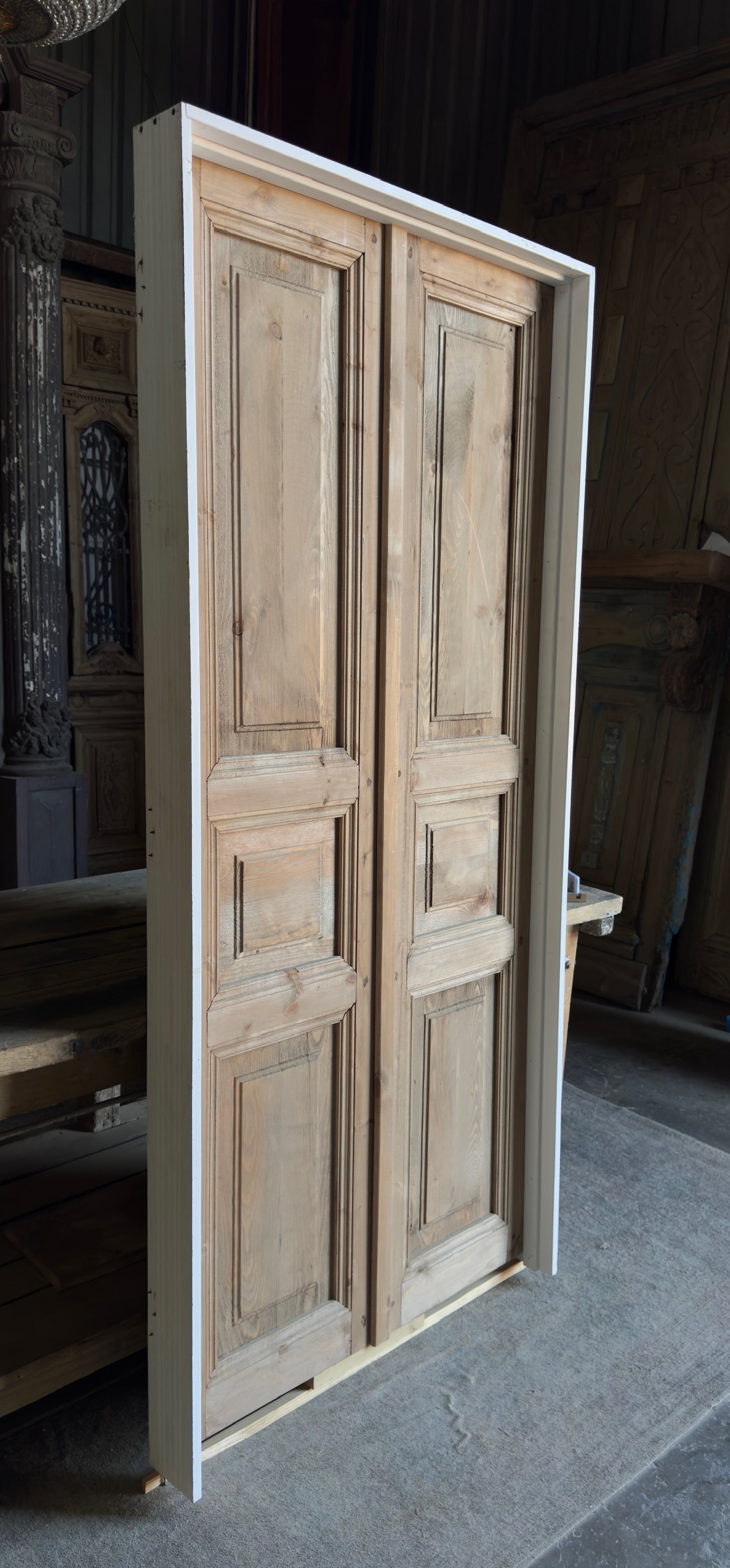 (Pre-Hung) Handcrafted 3 Panel Solid French Doors - 36x80 - L112