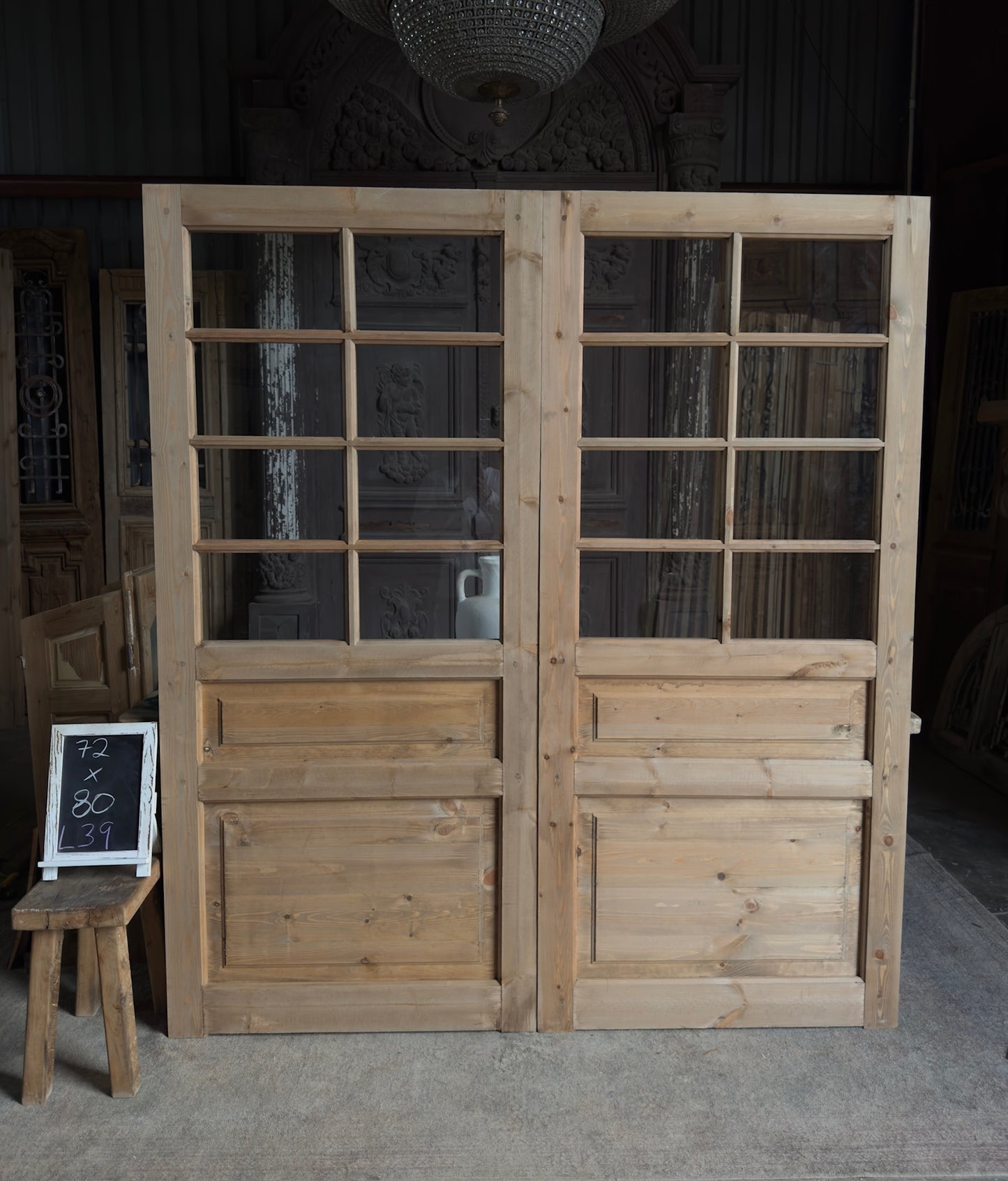 Handcrafted 8 Lite Glass French Doors - 72x80 L39