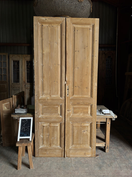 3 Panel Antique Solid French Doors - 45x99.25 J363