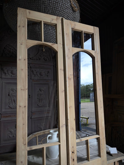 Unique Arch Style Antique Glass French Doors - 44x105 J205