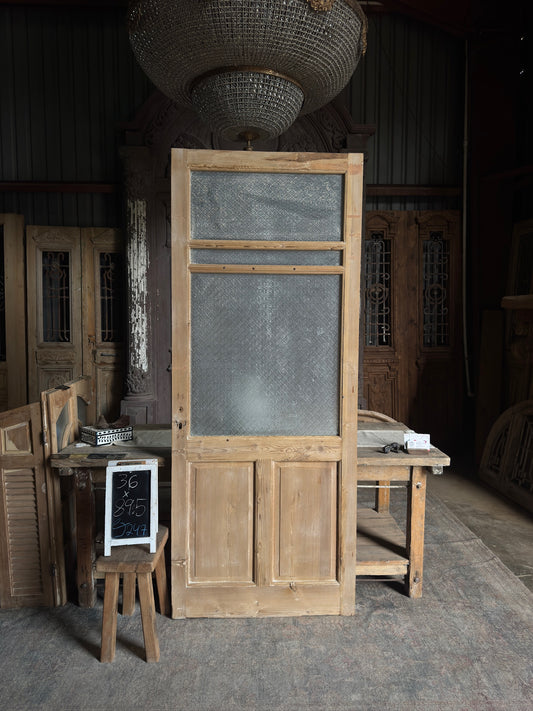 19th Century Antique Glass Single Door - 36x89.5 J247