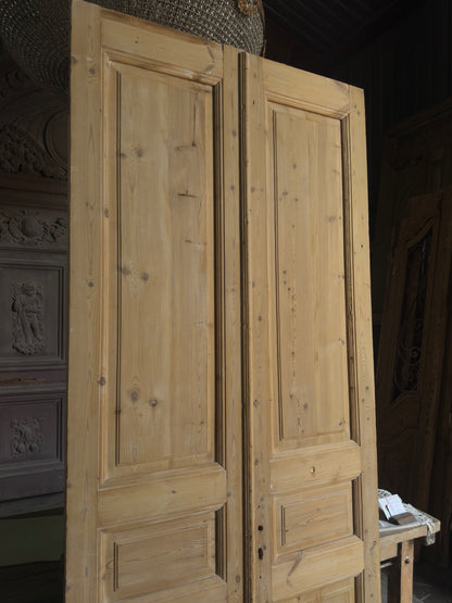 3 Panel Antique Solid French Doors - 44.25x100.5 J355