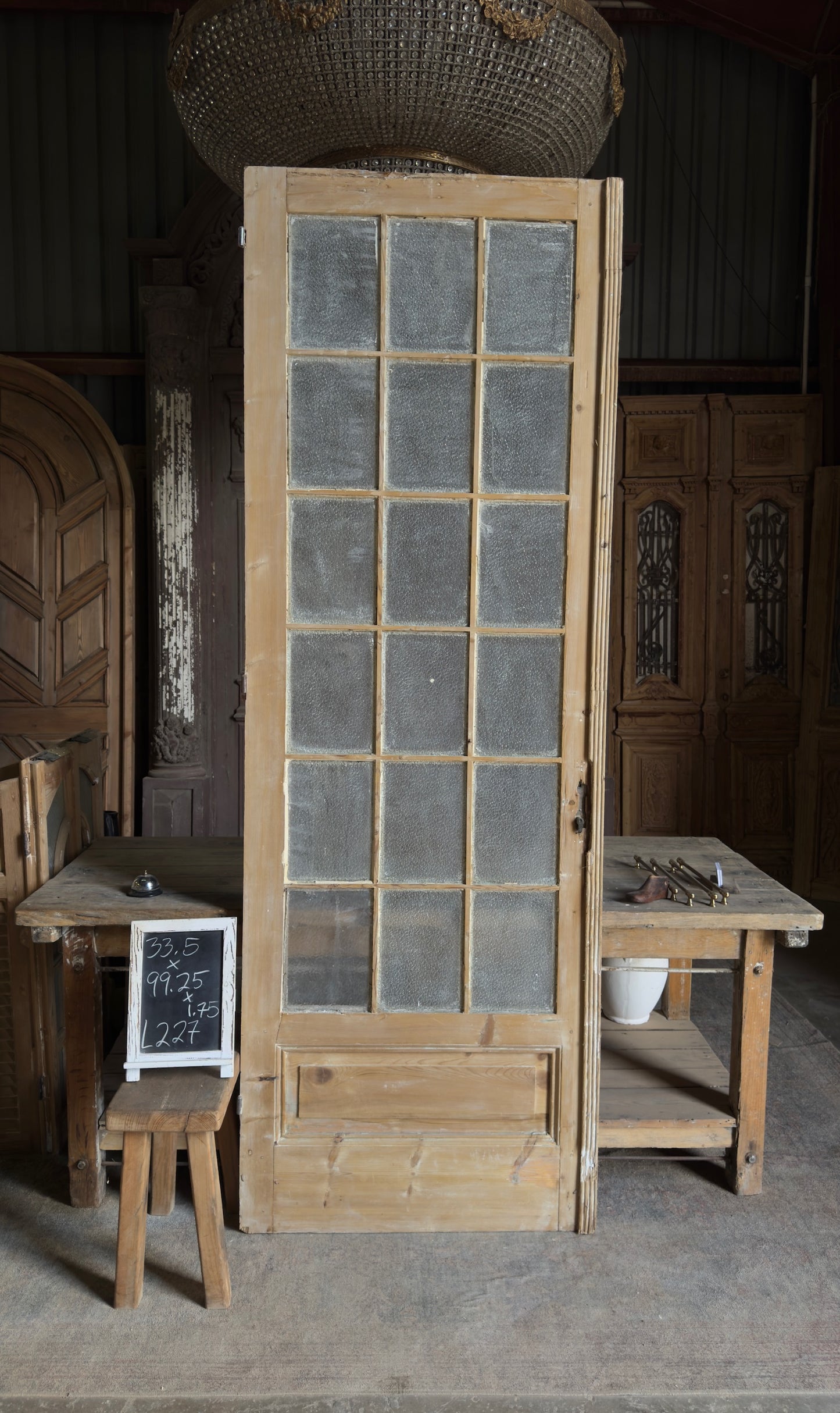 18 Lite Antique Glass Single Door - 33.5x99.25 - L227