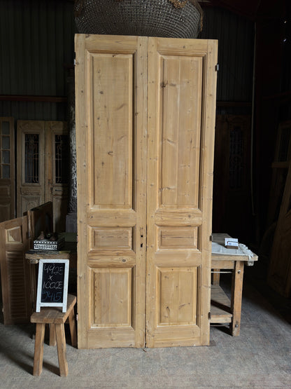3 Panel Antique Solid French Doors - 44.25x100.25 J415