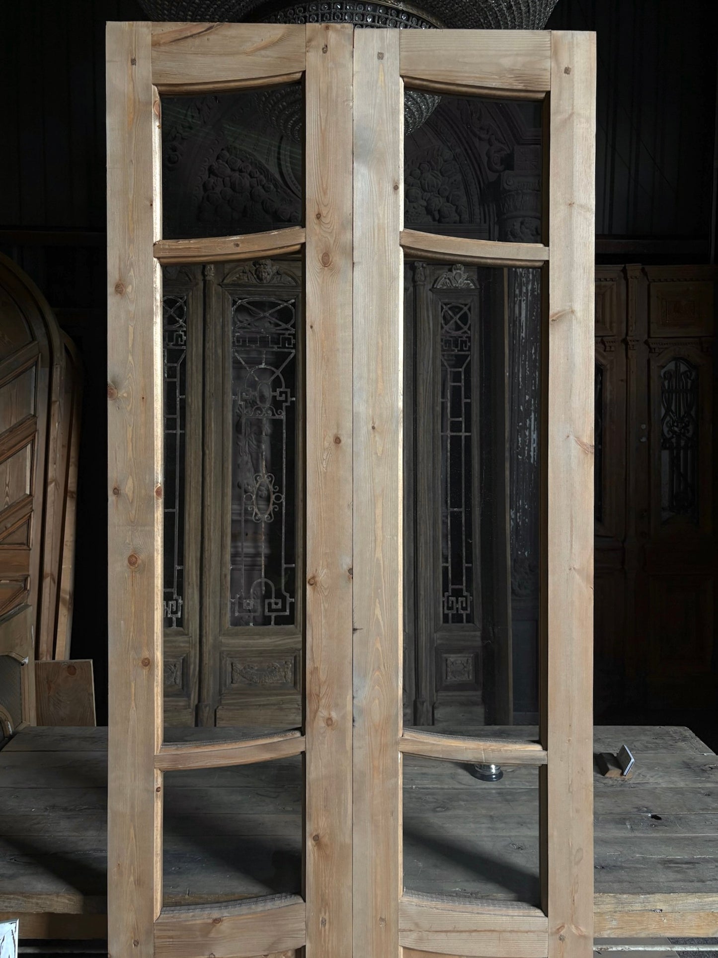 (Camille) Handcrafted Glass French Doors - 36x96 L47