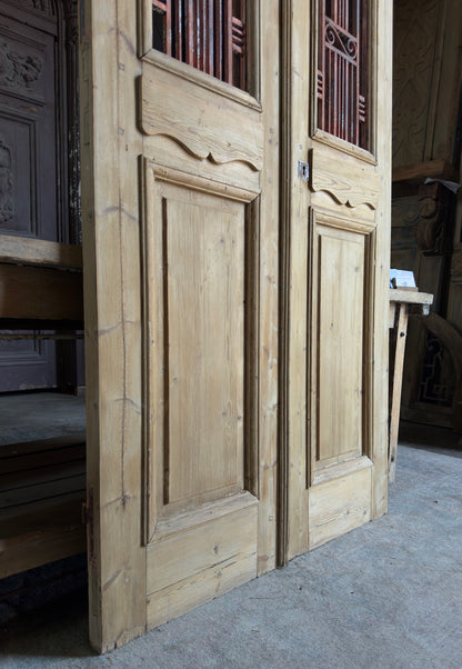 Mediterranean Antique Iron French Doors - 43.5x96 K274