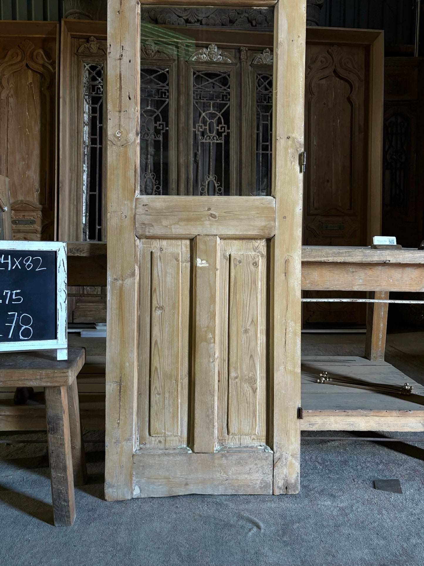 19th Century Antique Glass Door - 24x82 - L78