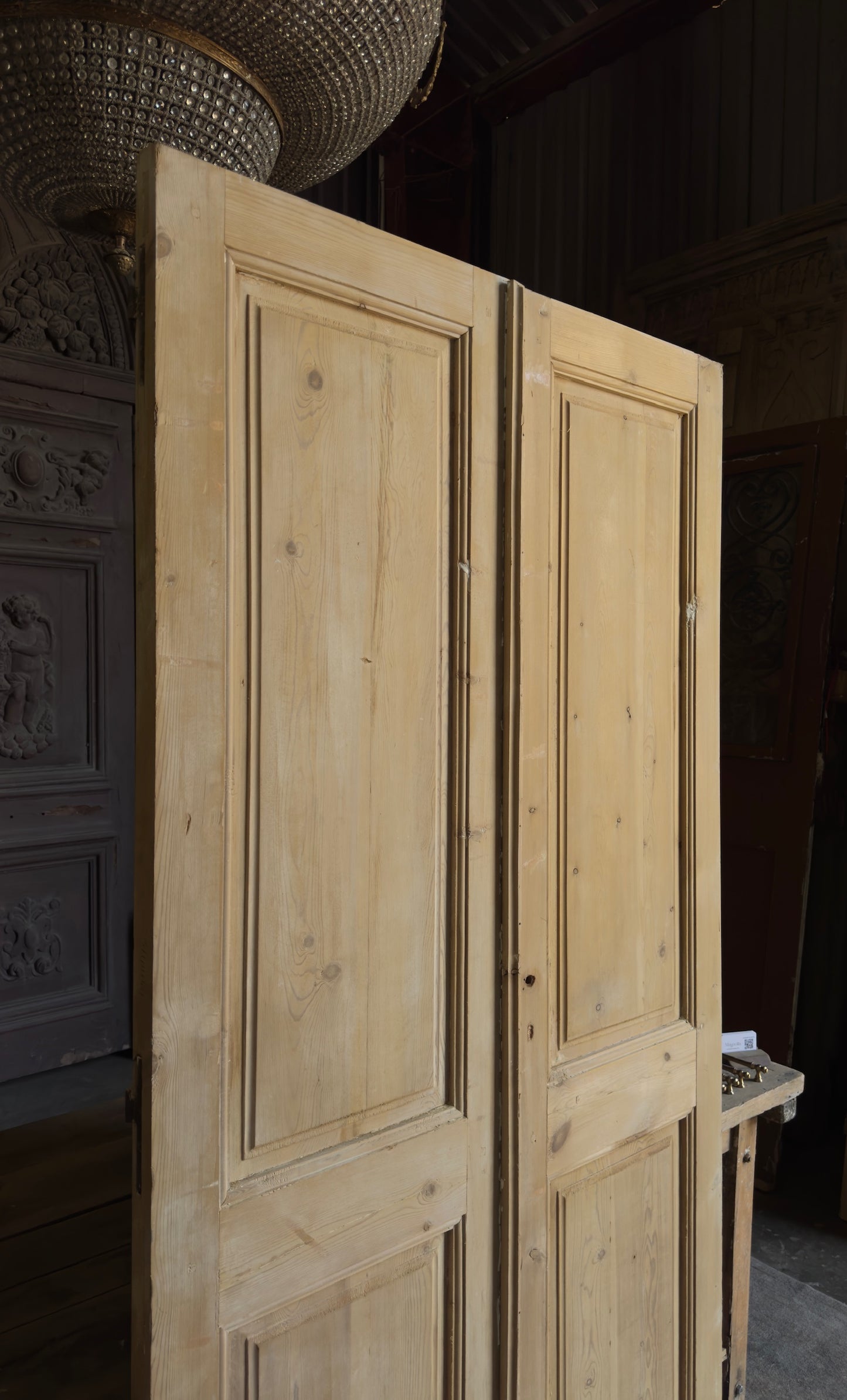 2 Panel Antique Solid French Doors - 45x87.5 - L388