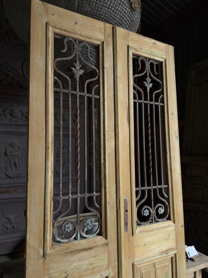 Elegant Tall Iron Antique French Doors - 47x104.75 H64