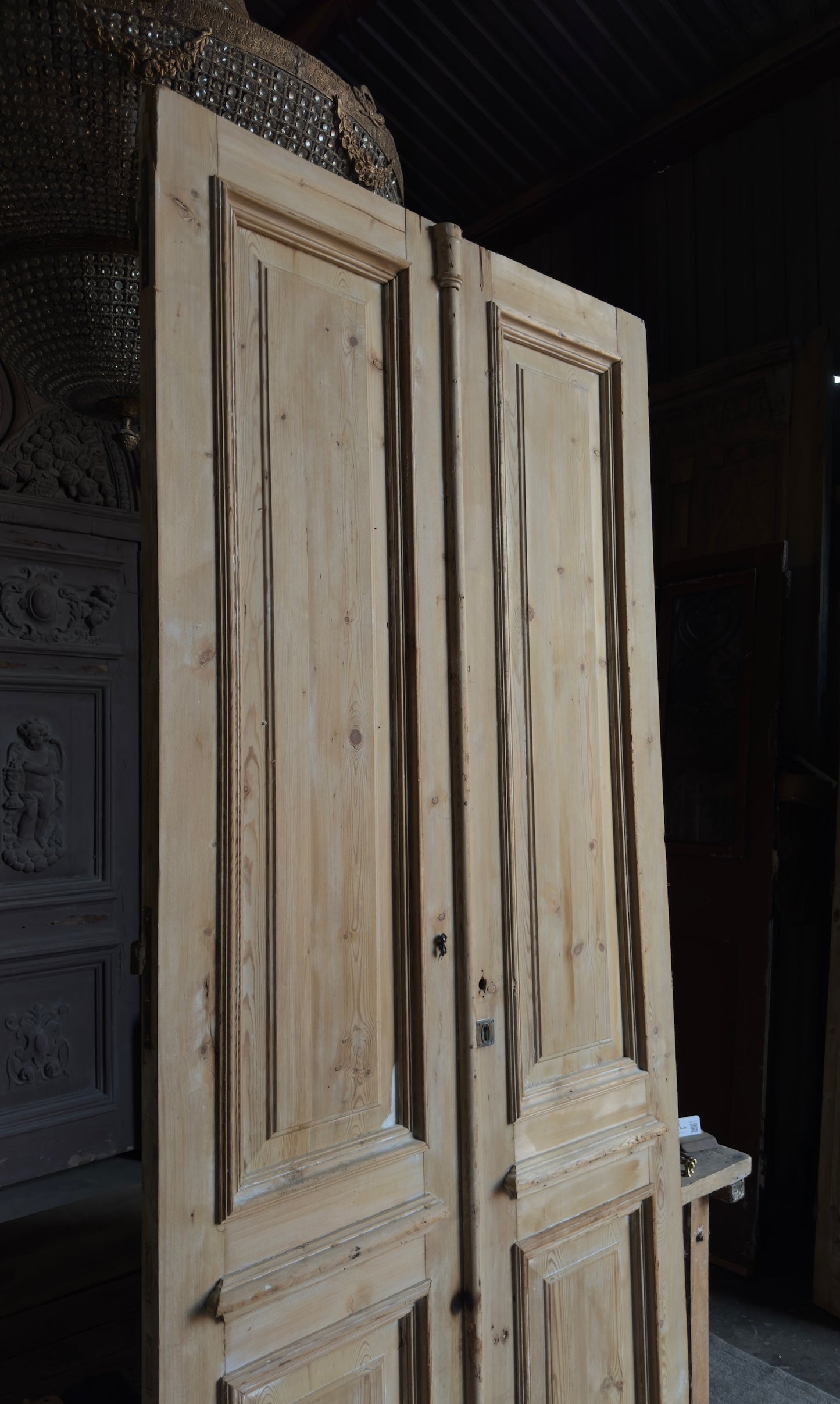 Grand 2 Panel Antique Solid French Doors - 45.5x105 - L350