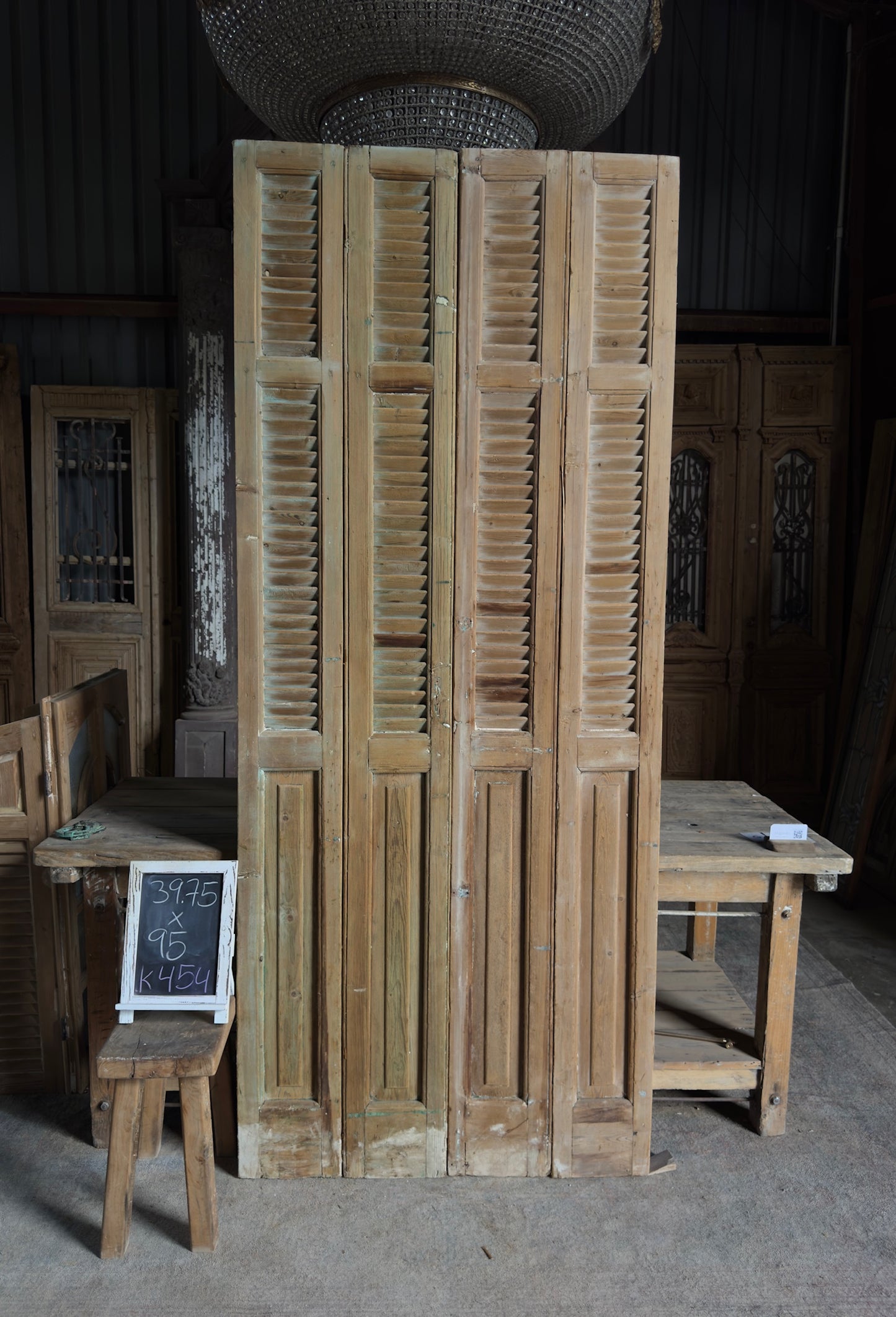 European French Antique Louvered Shutters - 39.75x95 K454