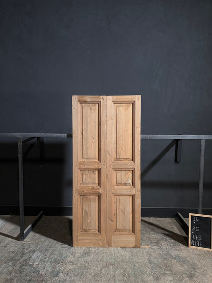 Handcrafted 3 Panel Solid French Doors - 36x80 - N196