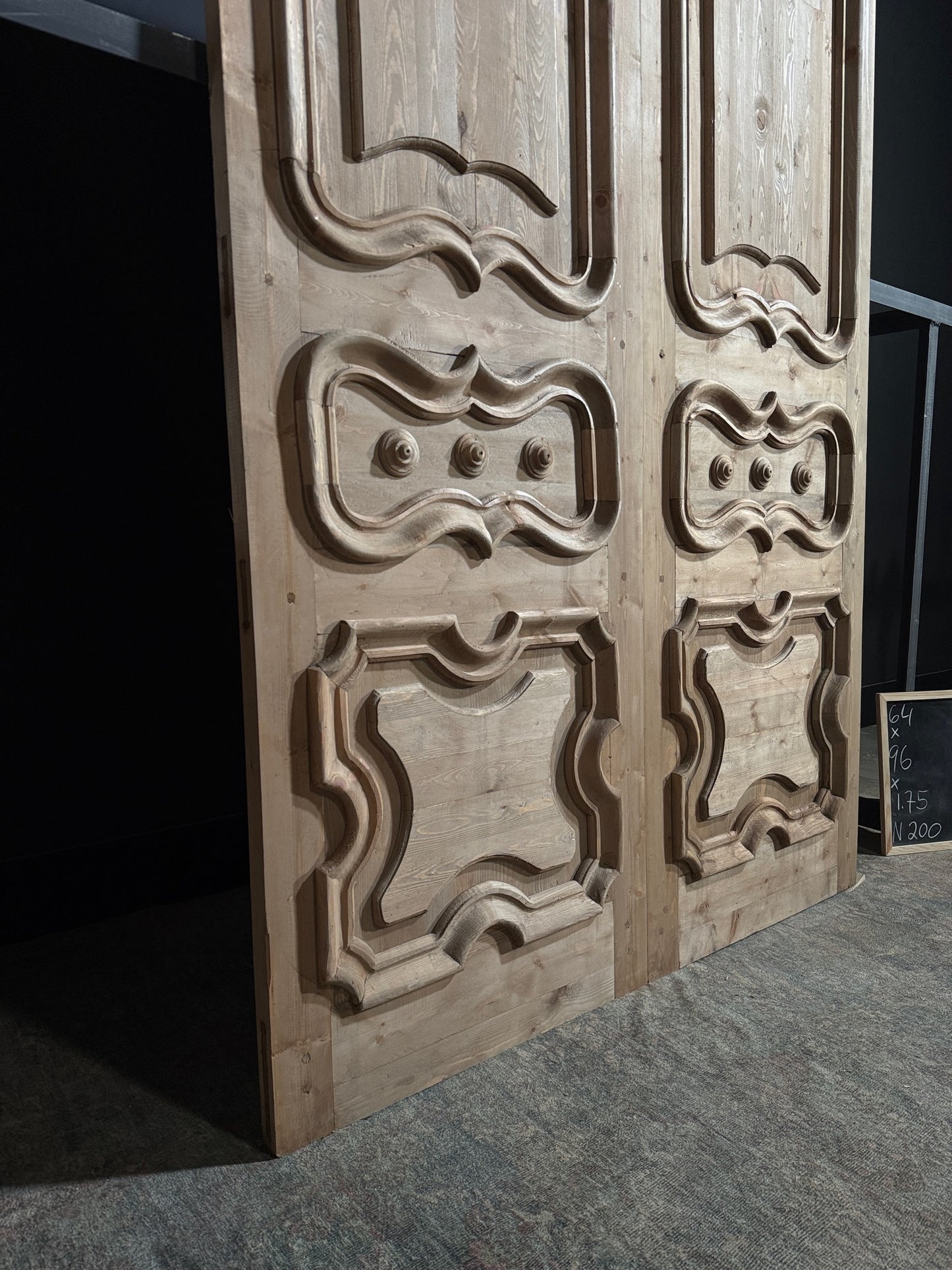 Handcrafted Whimsically Carved Solid French Doors - 64x96 - N200