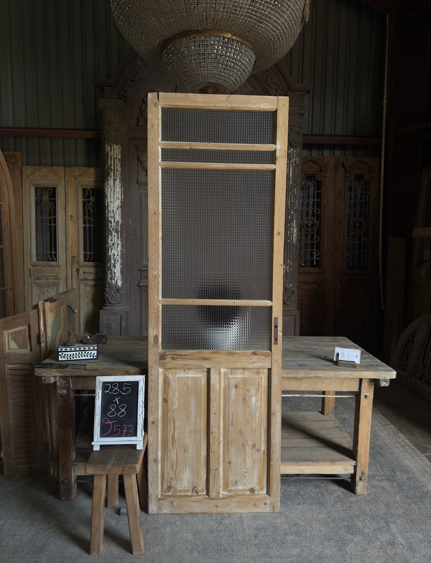 Single Antique Glass Door - 28.5x88 J573