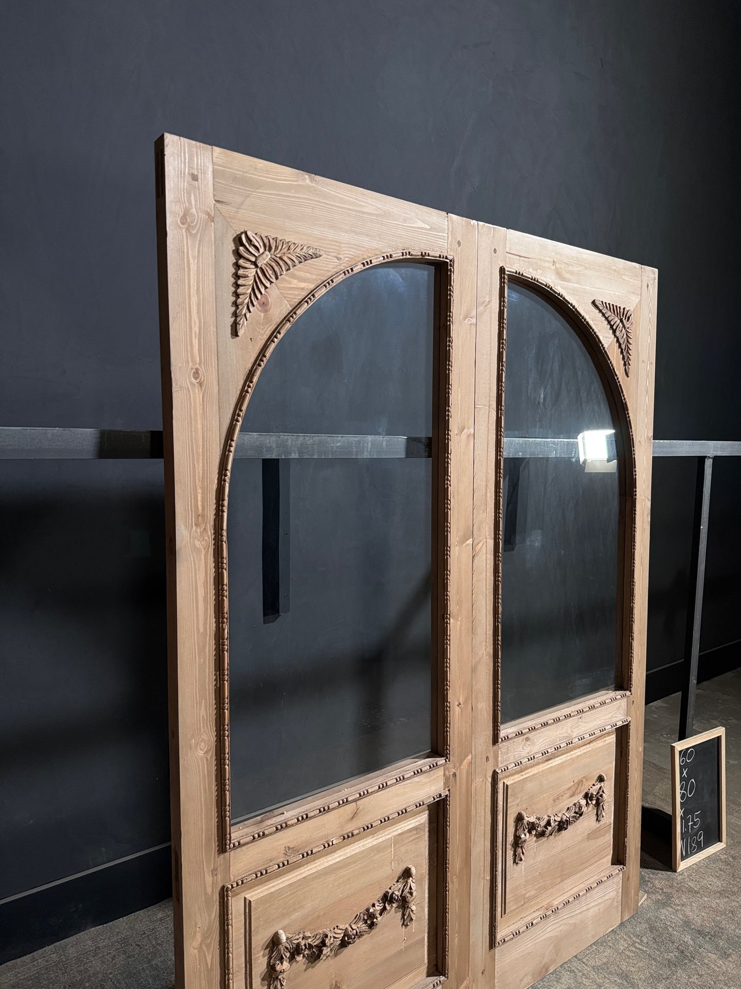 (Valencia) Handcrafted Arched Open Glass French Doors - 60x80 - N189