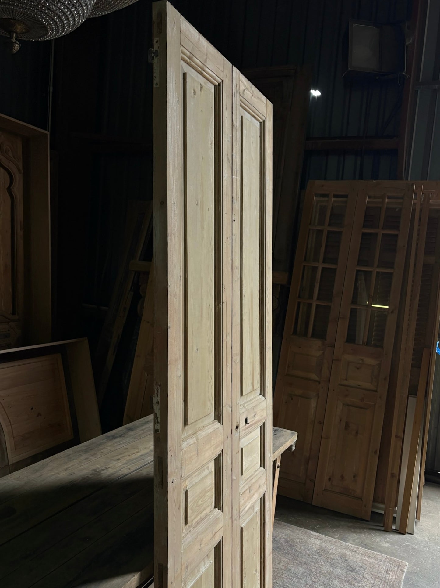 3 Panel Antique Solid French Doors - 36.75x95.25 - L86