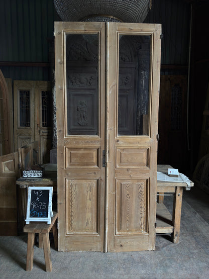 3 Panel Antique Glass French Doors - 43x96.75 J473