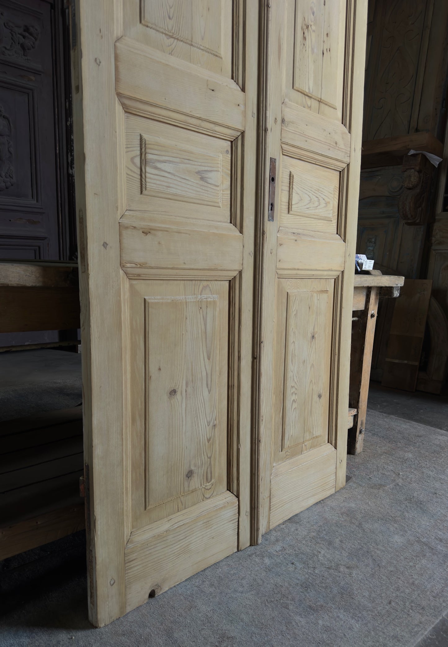 3 Panel Antique Solid French Doors - 40.5x94.5 K371