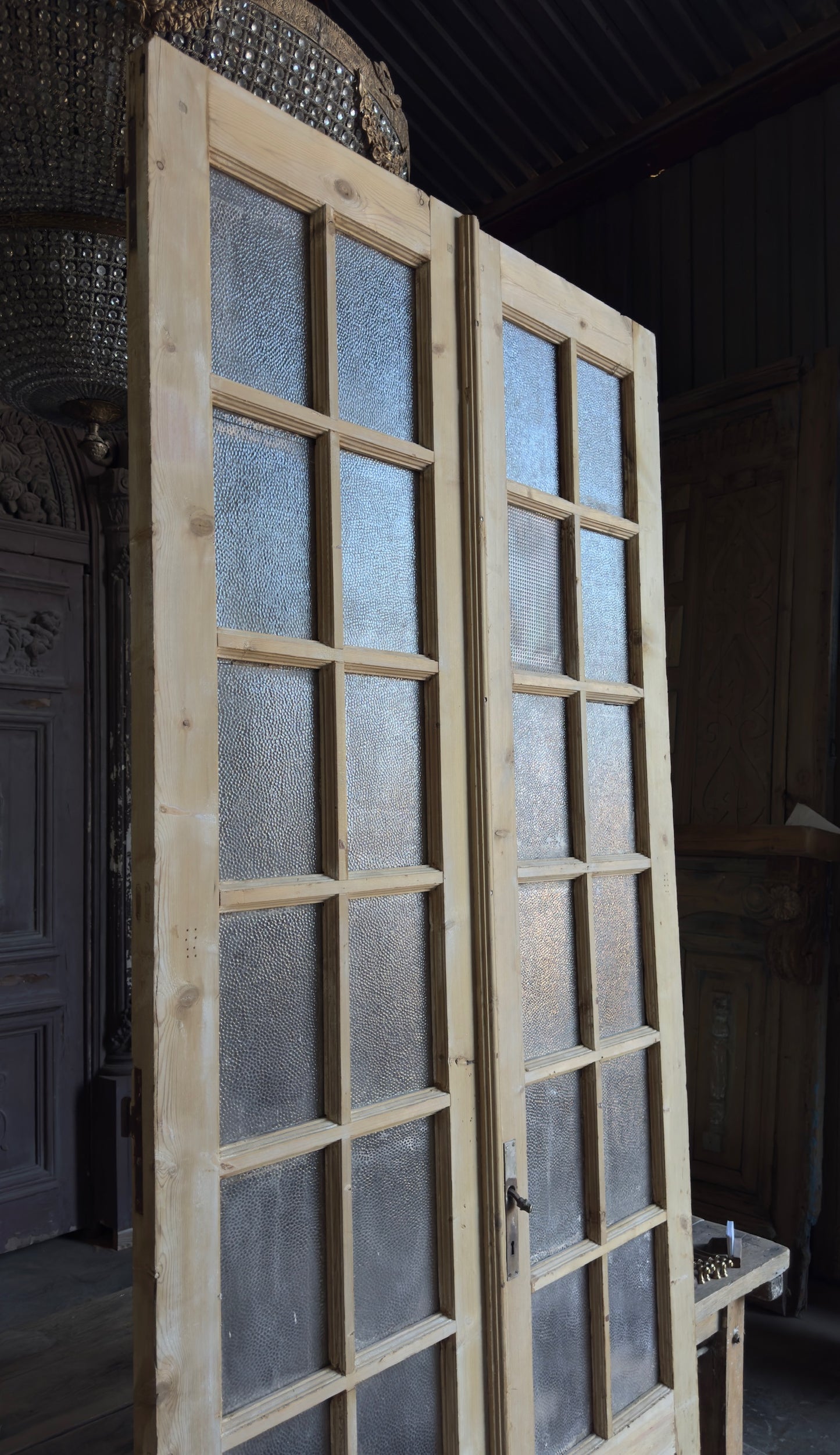 12 Lite Glass Antique French Doors - 44x104 - L118
