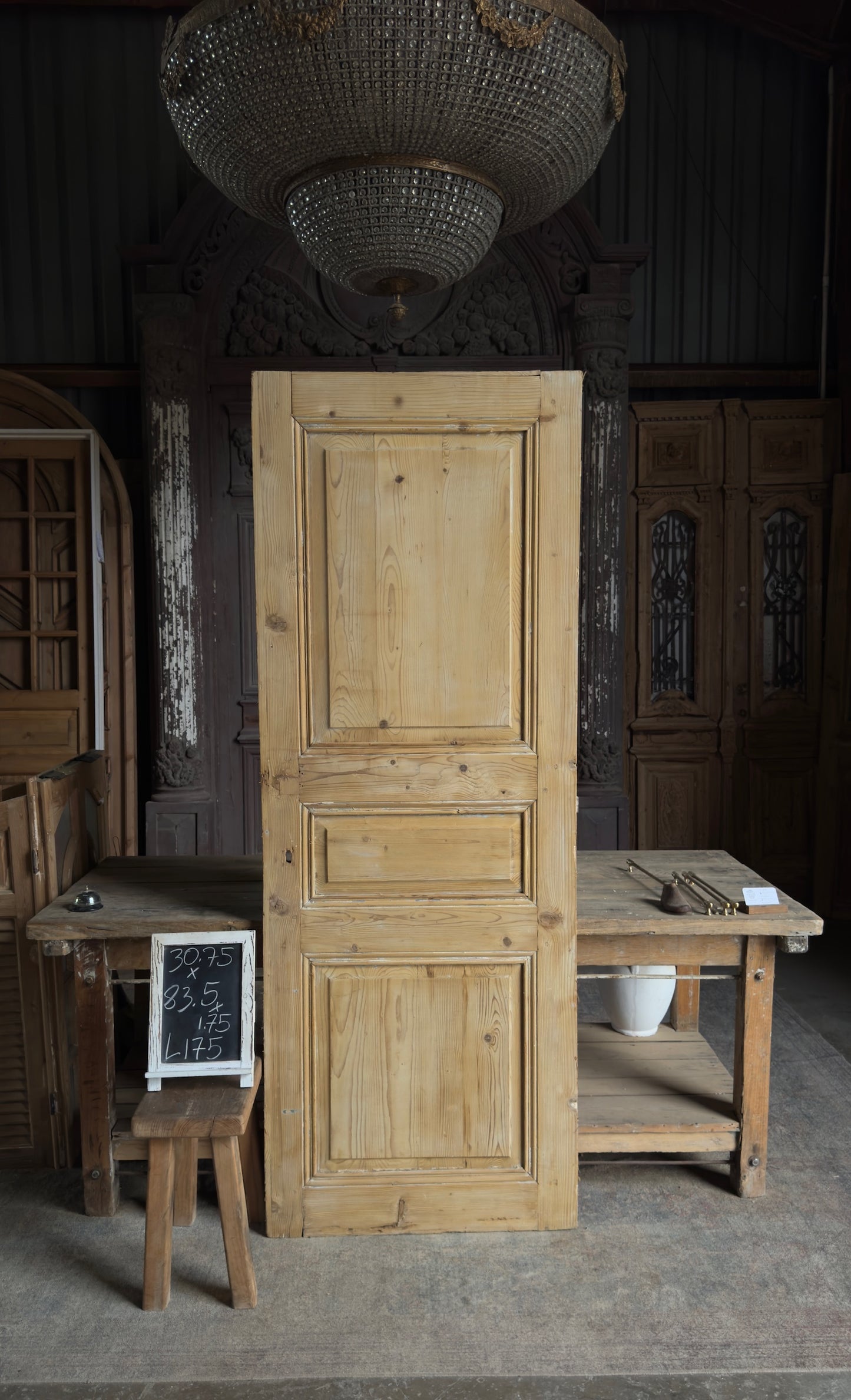 3 Panel Single Solid Antique Door - 30.75x83.5 - L175