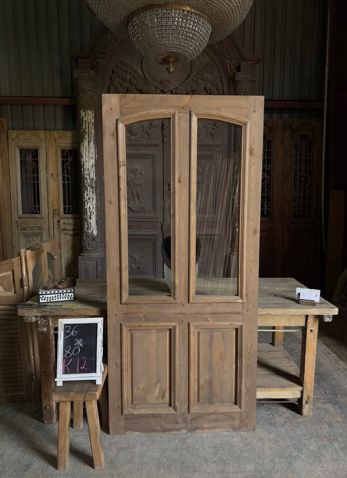 Glass 2 Panel Baltic Pine Door - 36x80 K12