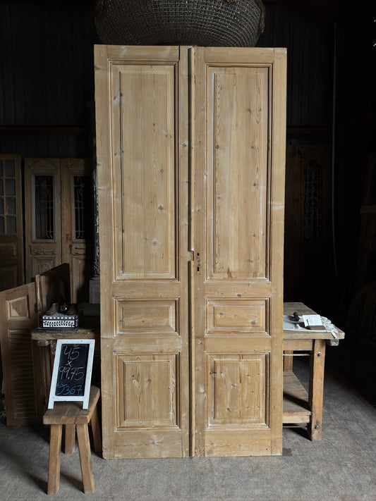 3 Panel Antique Solid French Doors - 45x99.75 J367