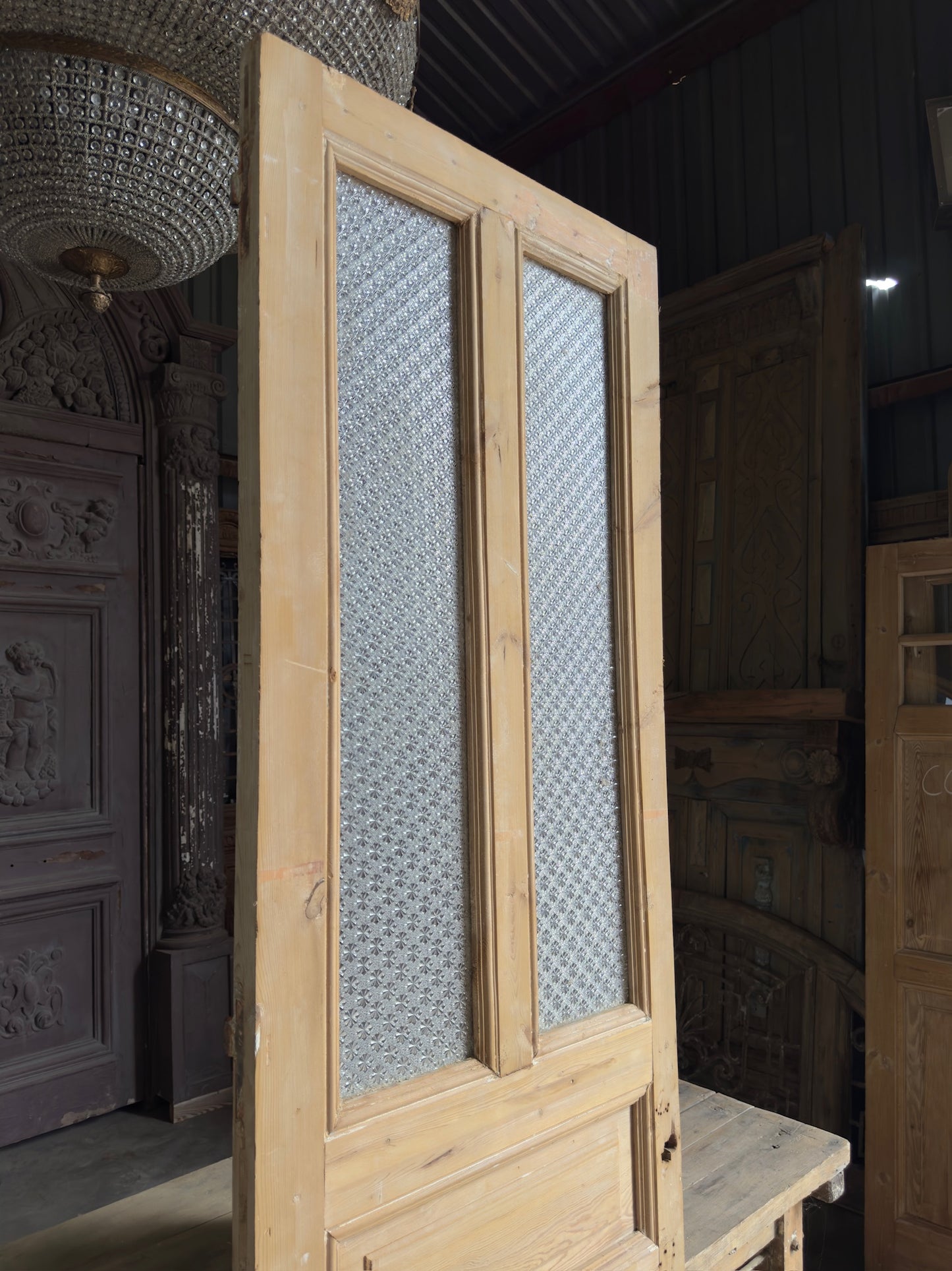 5 Panel Antique Glass Single Door - 27.5x94 K129