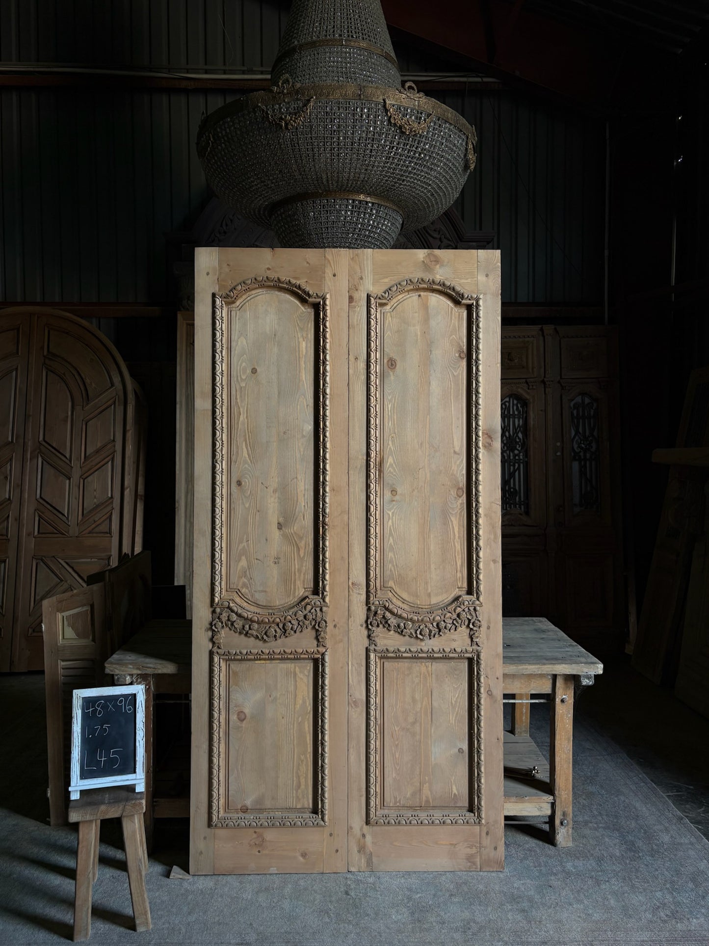 (The Helena) Handcrafted Hand carved Solid French Pair - 48x96 L45