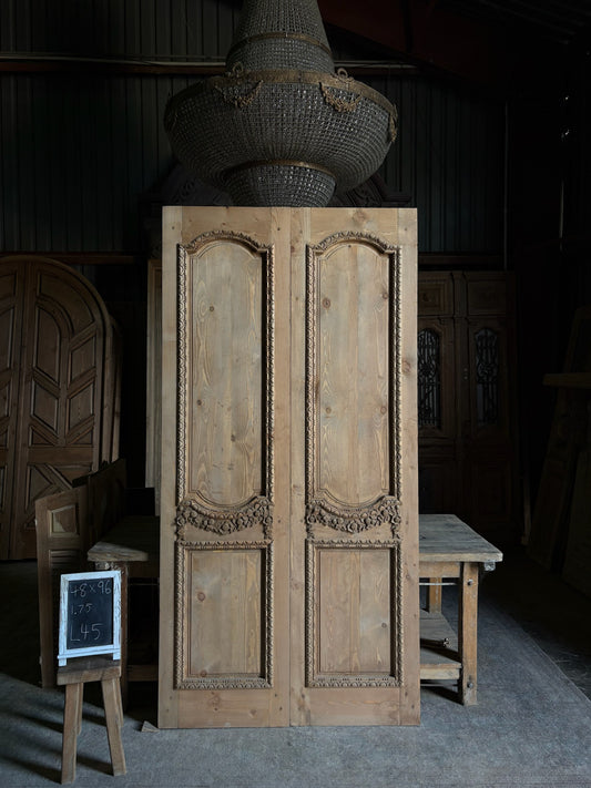 (The Helena) Handcrafted Hand carved Solid French Pair - 48x96 L45