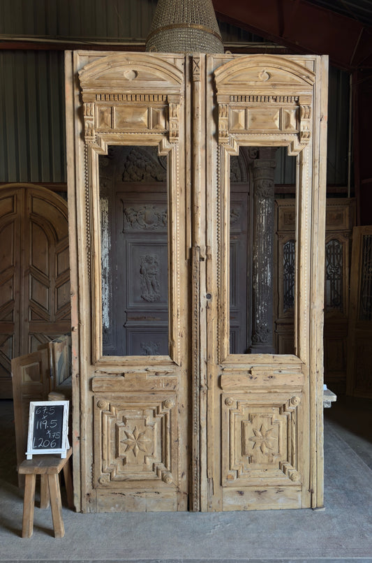 Grand Antique Glass French Doors - 67.5x119.5 - L206
