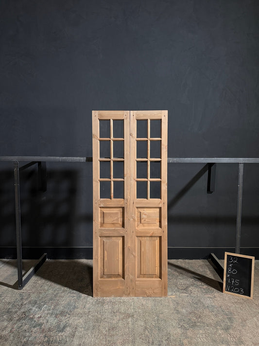 Handcrafted 8 Lite Glass French Doors - 32x80 - N203