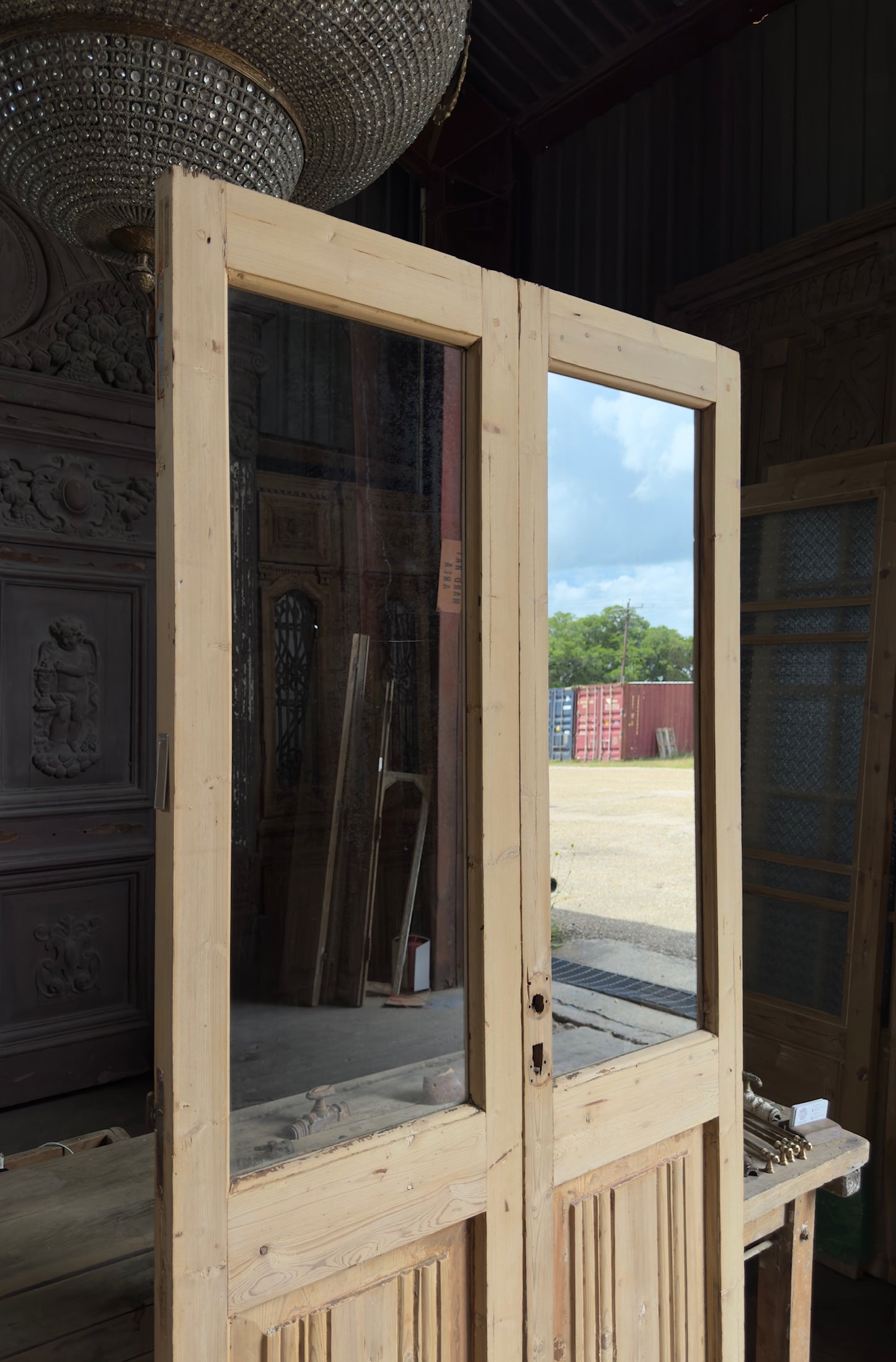 Antique Glass 1 Lite French Doors - 38.25x86.75 - L708