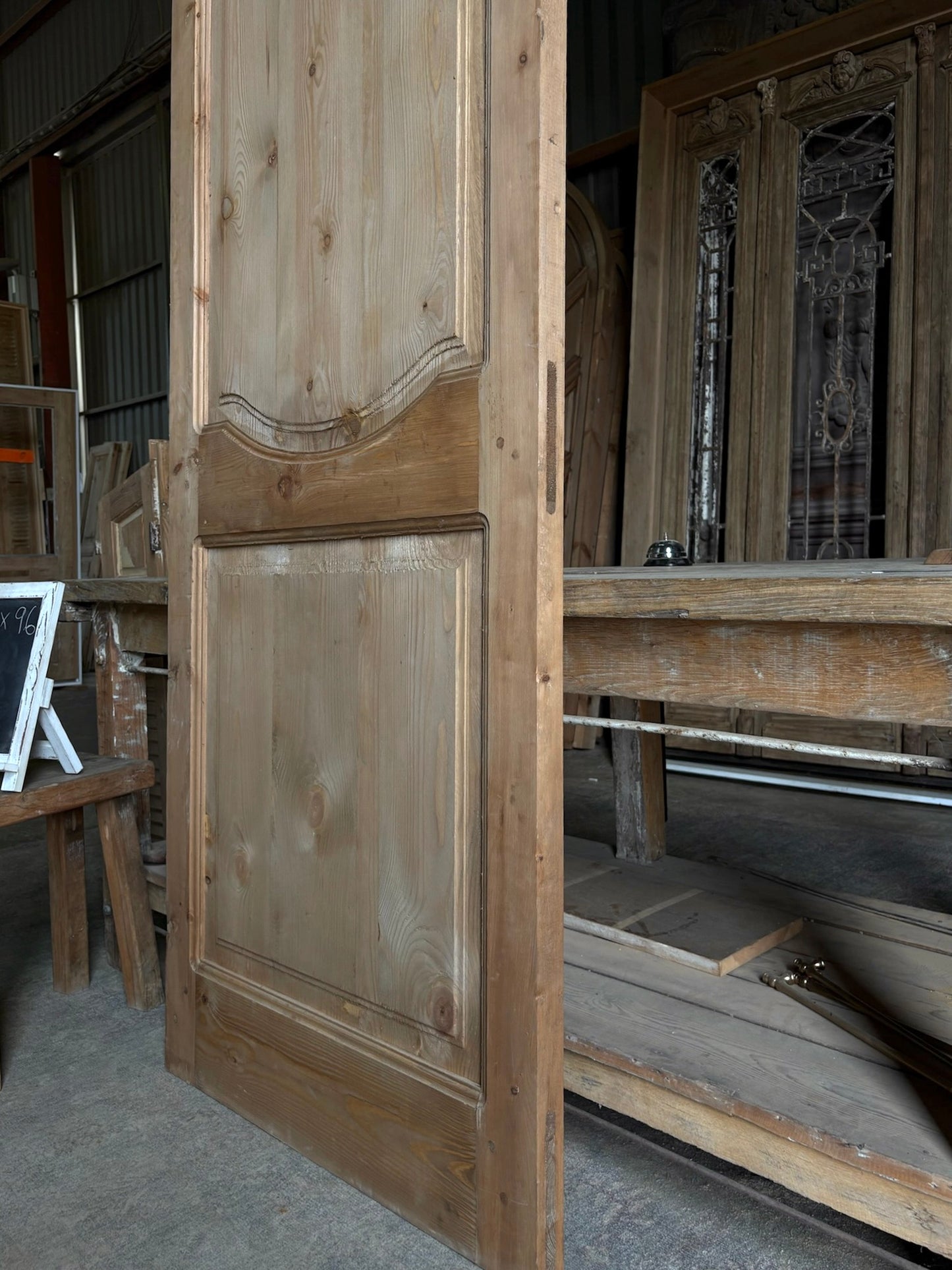 (The Helena) Handcrafted Hand carved Solid French Door - 32x96 L42