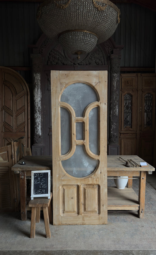 19th Century Antique Arched Glass Single Door - 29.5x82.5 - L154