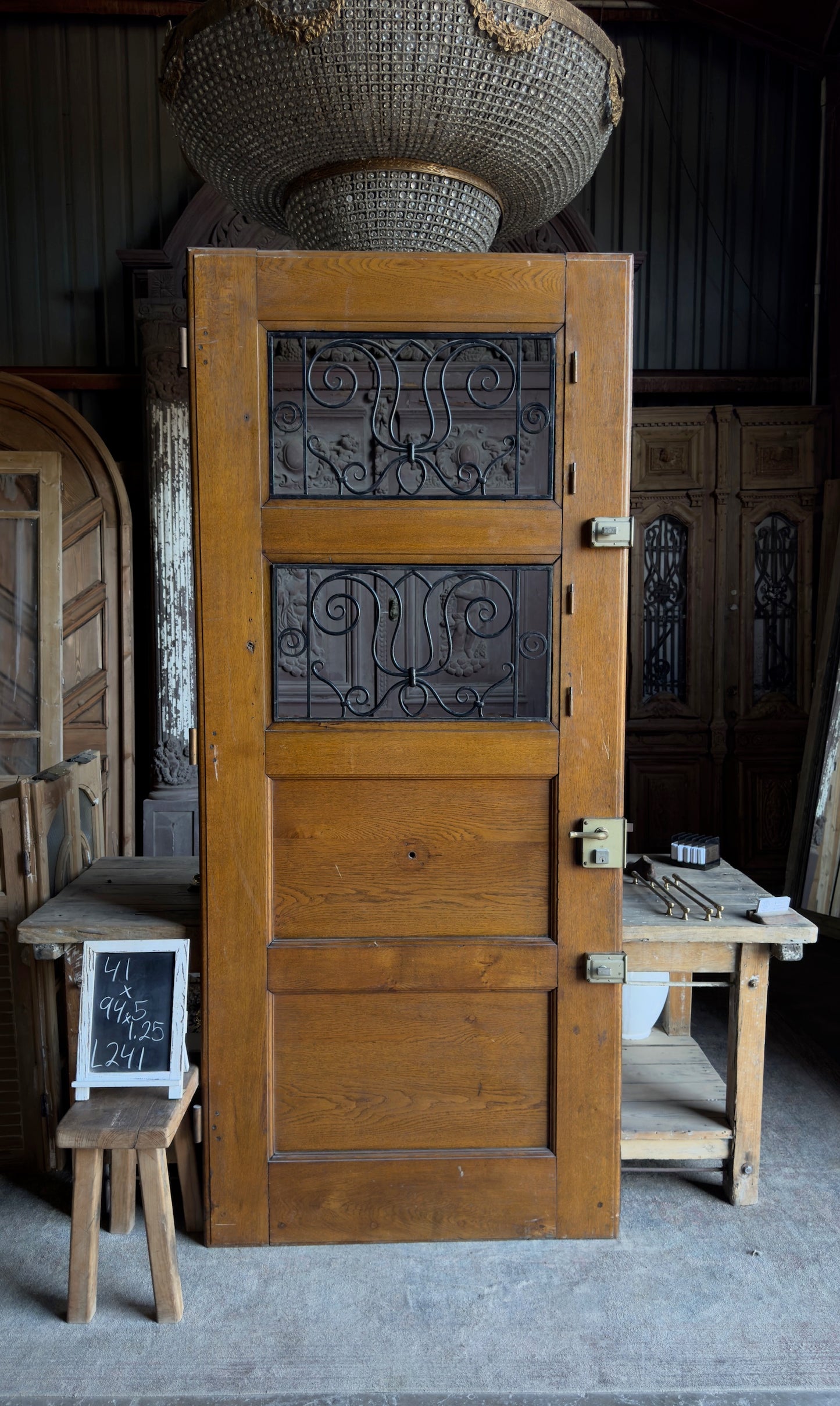 European Double Iron Grille Antique Single Door - 41x94.5 - L241