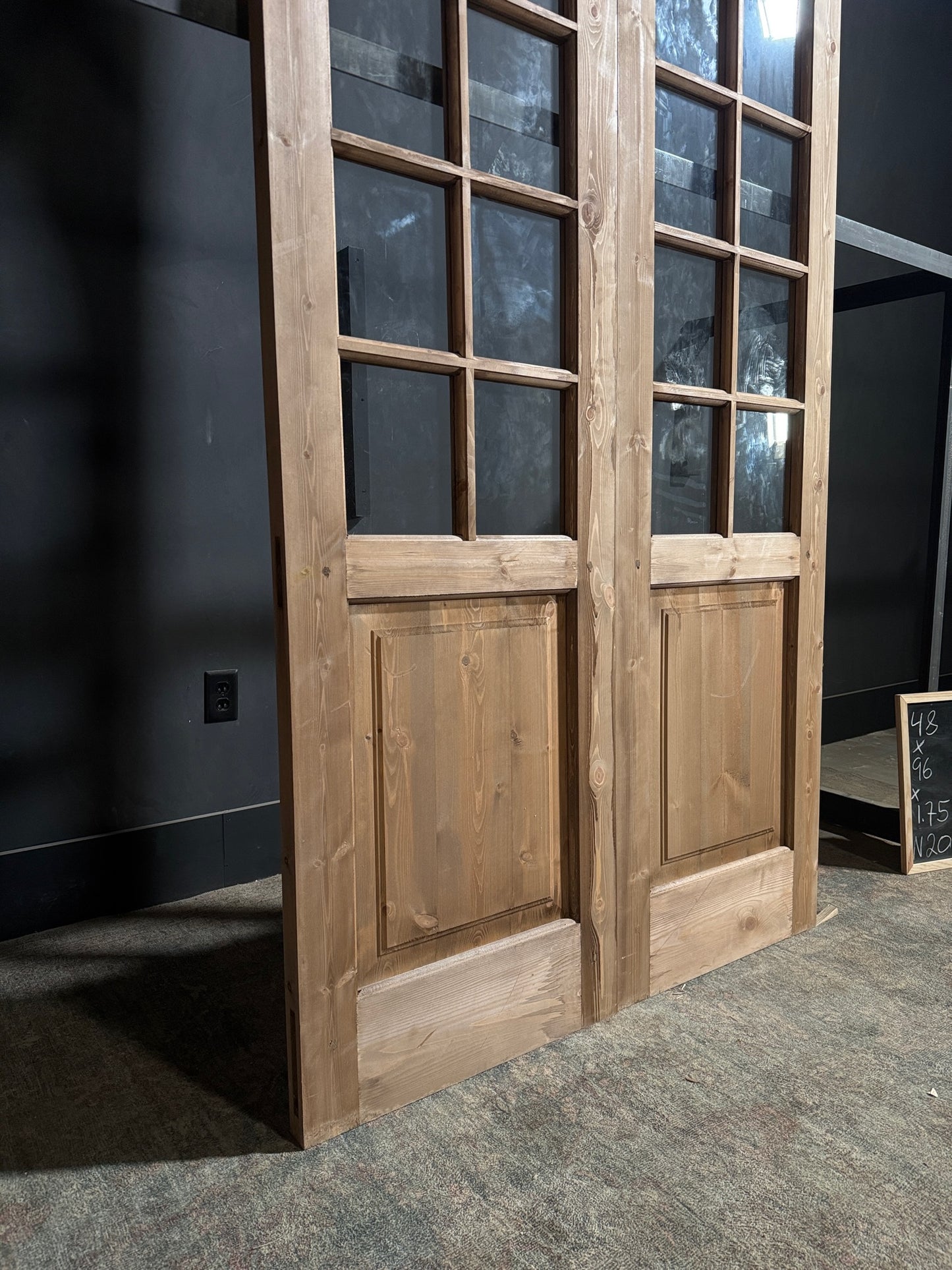 (Elise) Handcrafted Arched Glass French Doors - 48x96 - N202