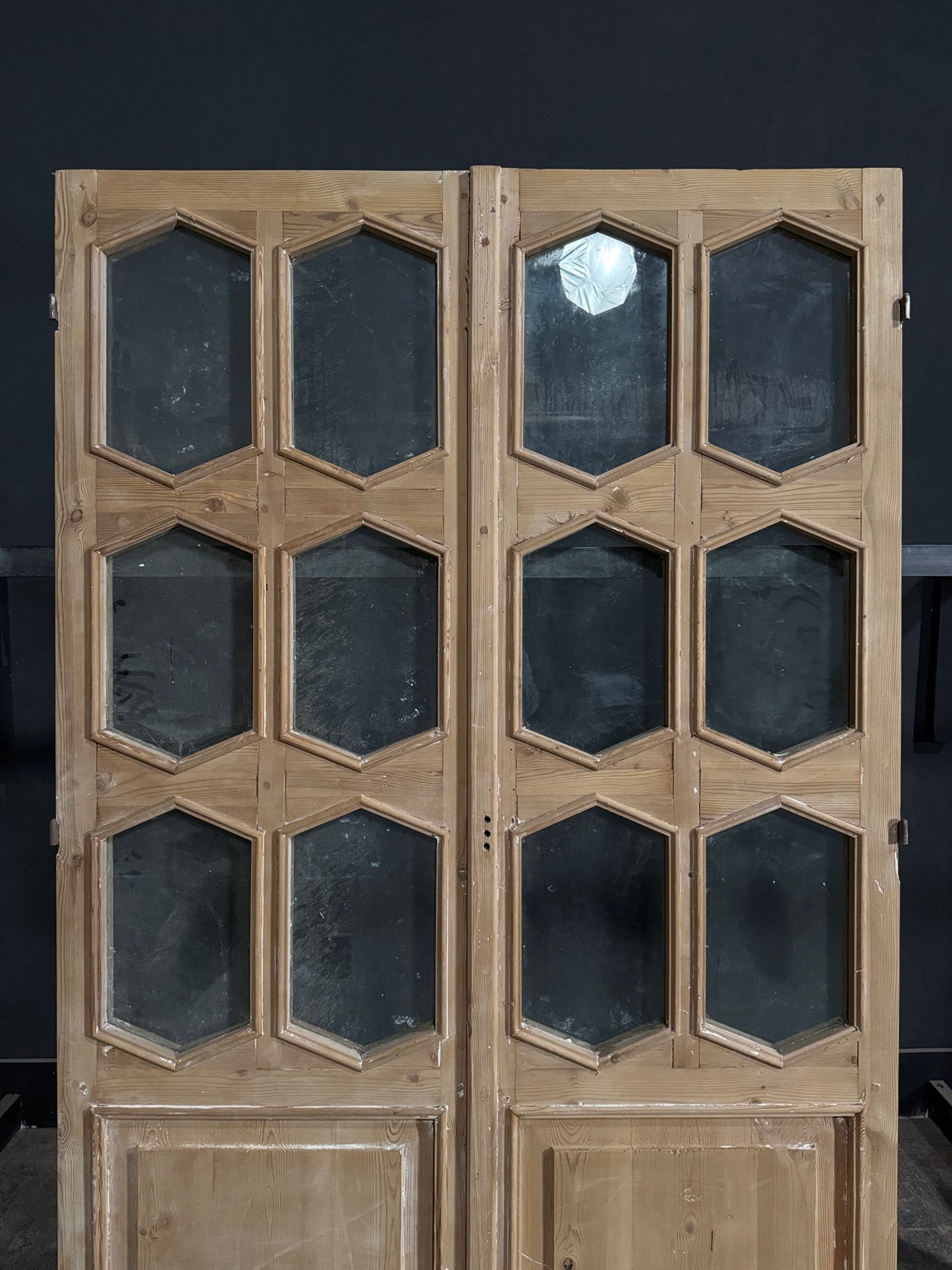 Antique Glass 6 Lite French Doors - 52.25x83 - N390