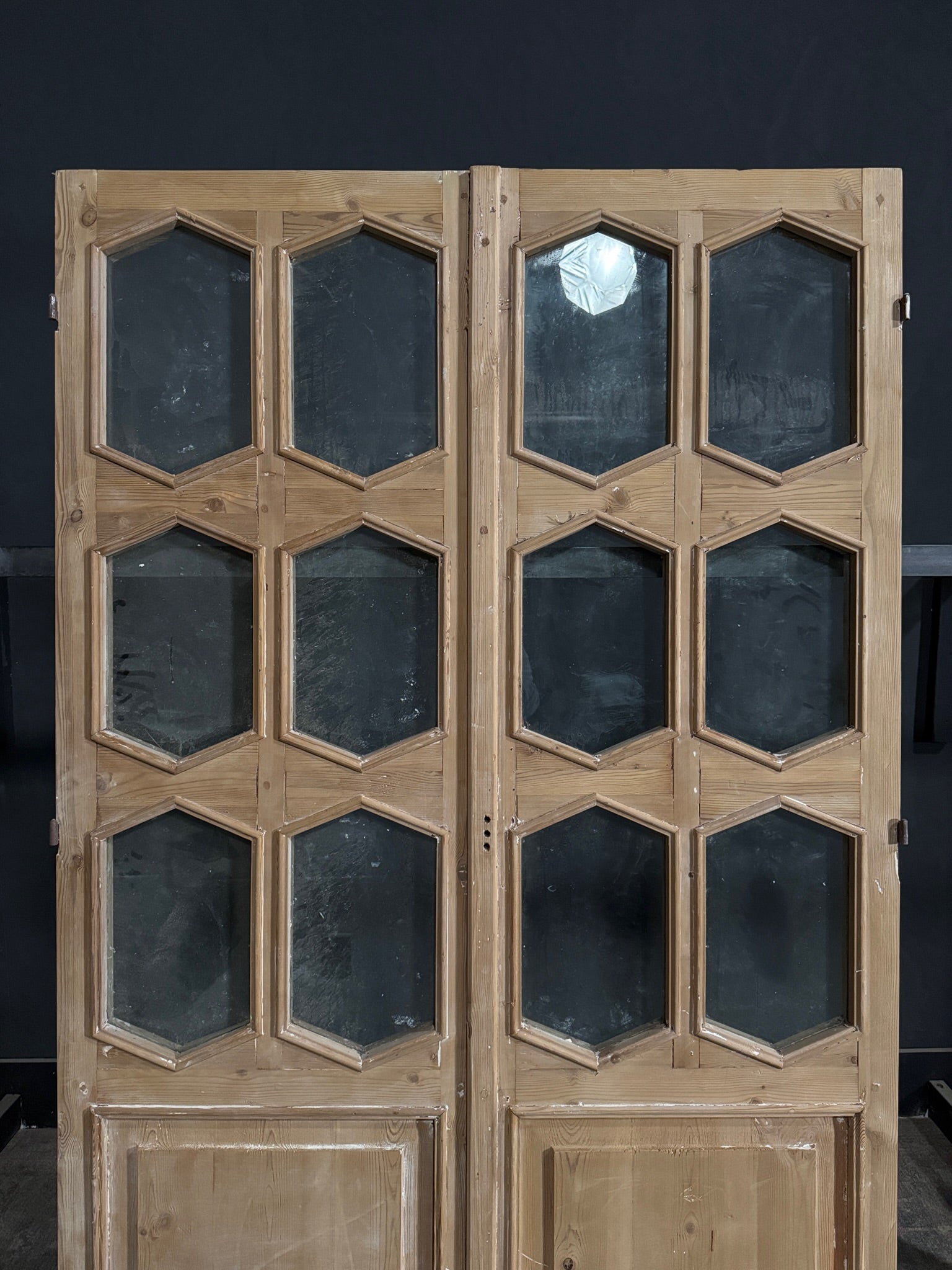 Antique Glass 6 Lite French Doors - 52.25x83 - N390
