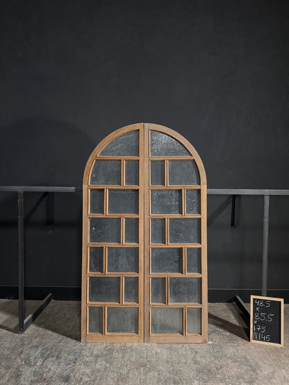 Antique Obscured Glass Arched French Doors - 48.5x85.5 - N145