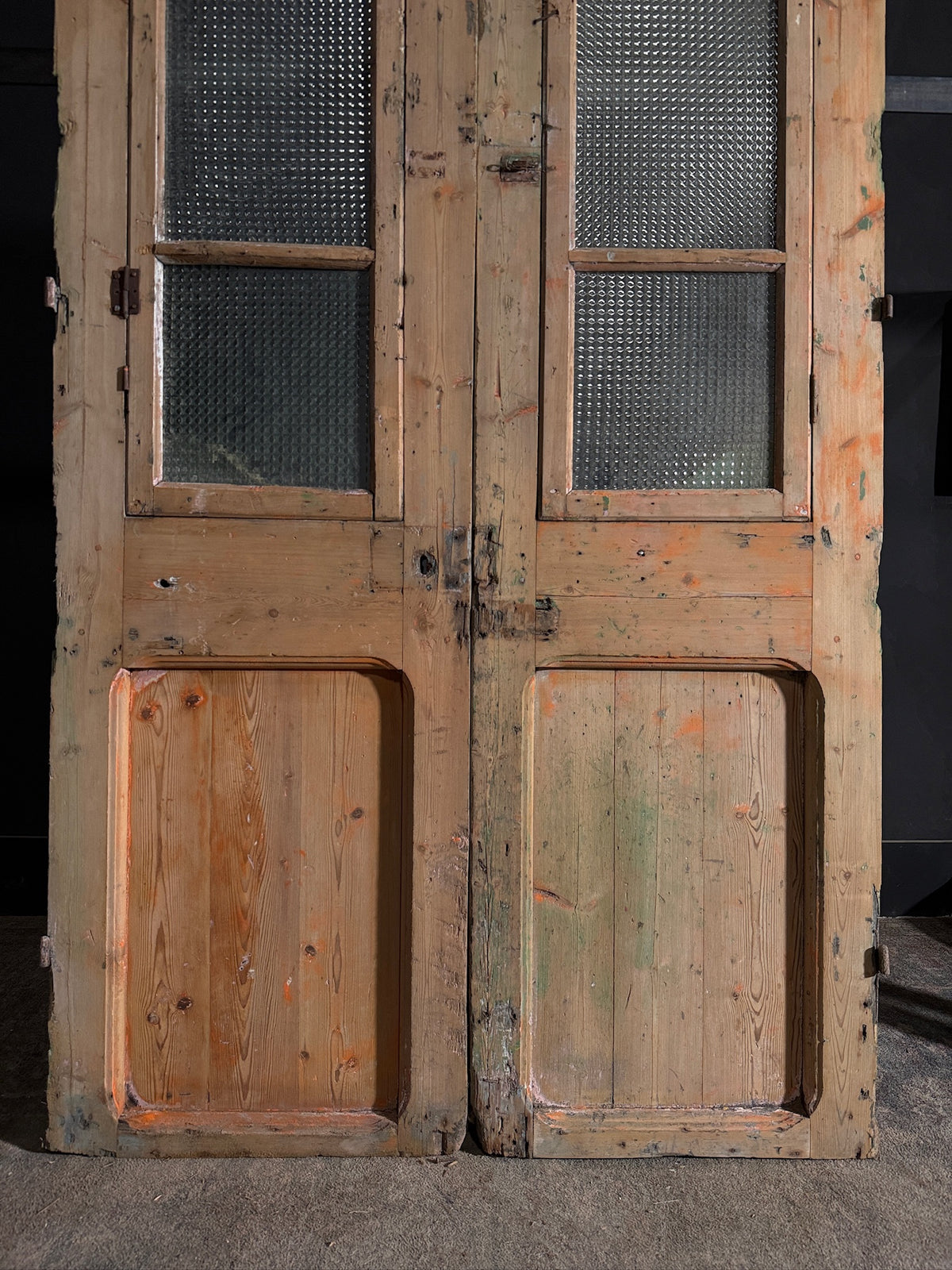 Antique Carved 3 Lite French Doors - 44.5x87.5 - N603