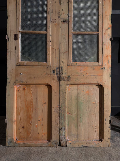 Antique Carved 3 Lite French Doors - 44.5x87.5 - N603