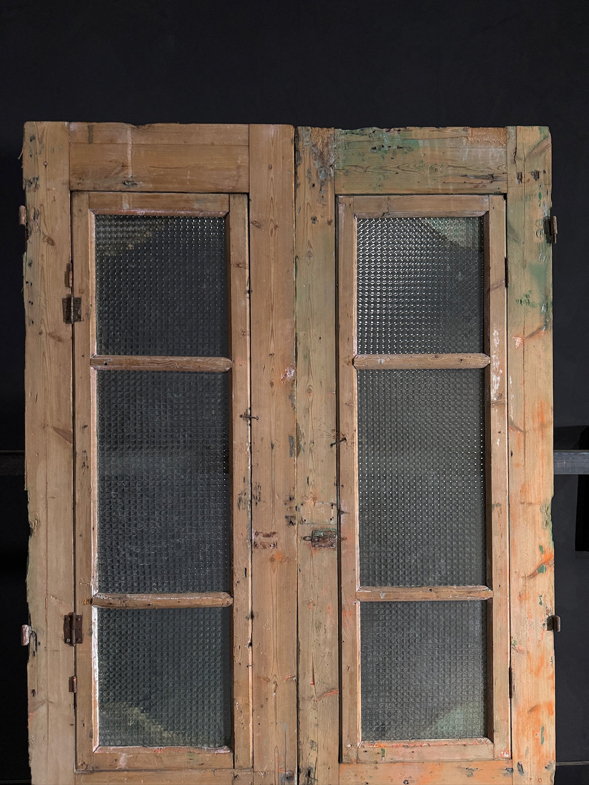 Antique Carved 3 Lite French Doors - 44.5x87.5 - N603