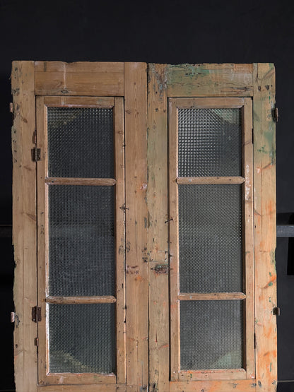 Antique Carved 3 Lite French Doors - 44.5x87.5 - N603