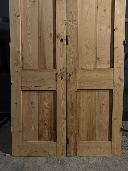 Antique Carved 3 Panel Double Doors - 47.5x90 - N706