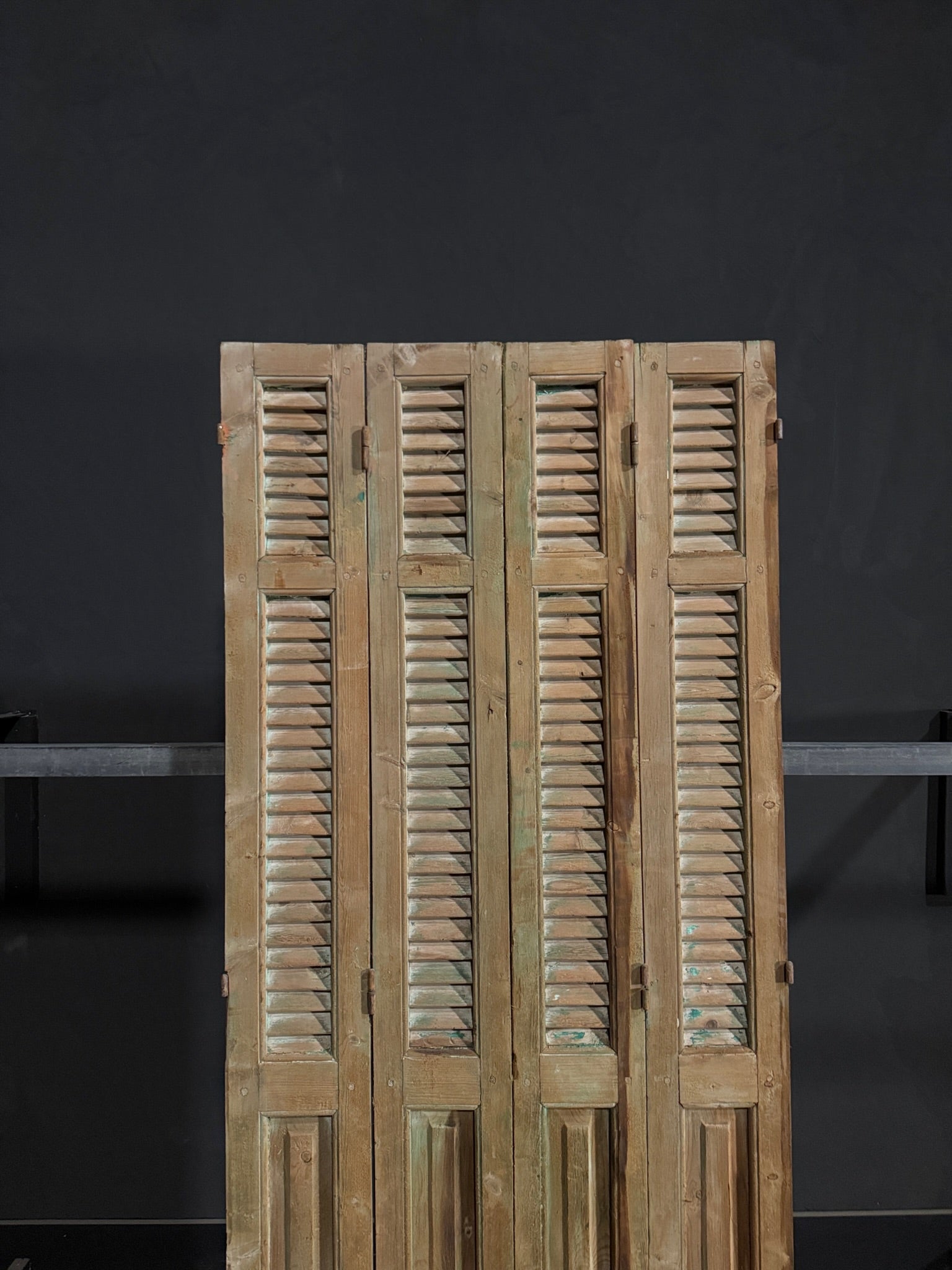 Antique Louvered 3 Panel Bi-Fold Doors - 36x86 - N297