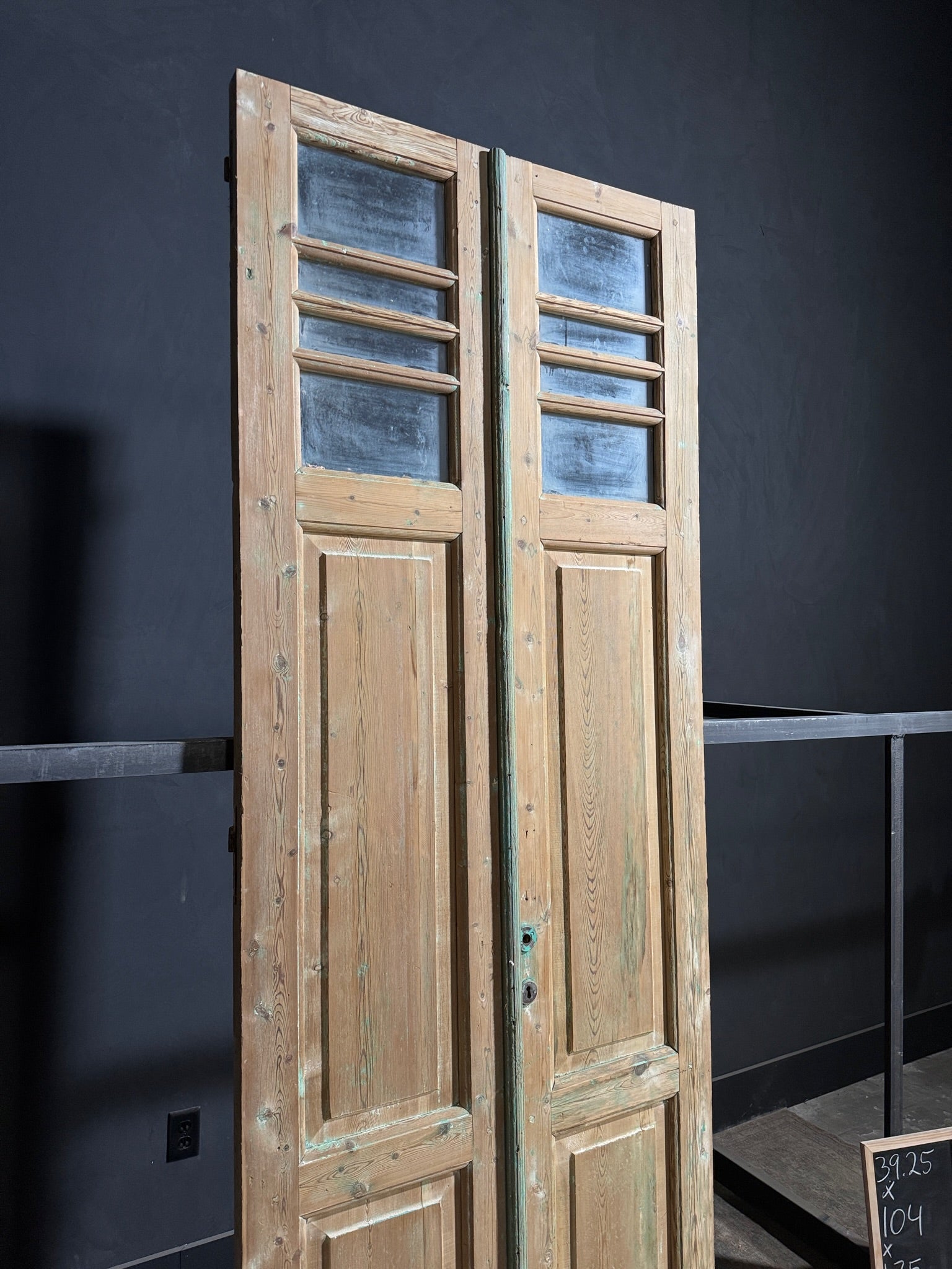 Antique Obscured Glass 2 Lite French Doors - 39.25x104 - N162