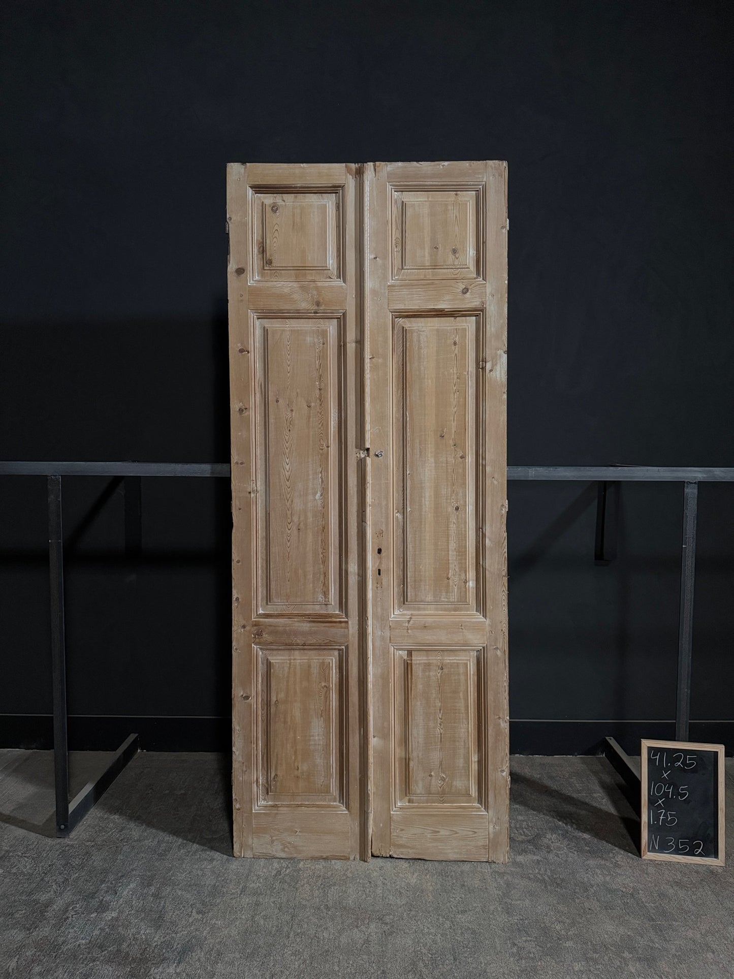 Antique 3 Panel Solid Double Doors - 41.25x104.5 - N352