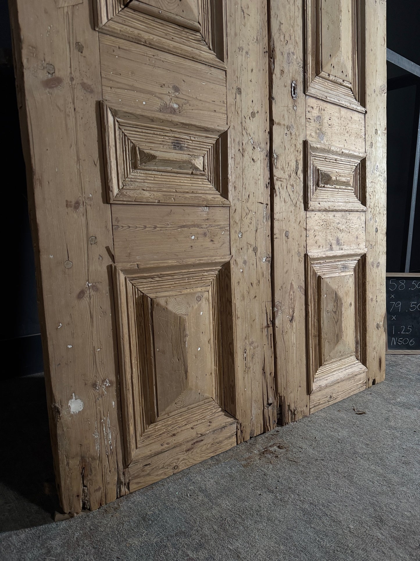 Antique 3 Panel Solid Double Doors - 58.5x79.5 - N506