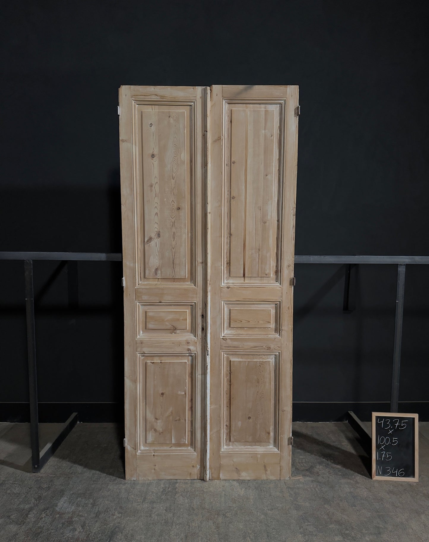Antique 3 Panel Solid Double Doors - 43.75x100.5 - N346