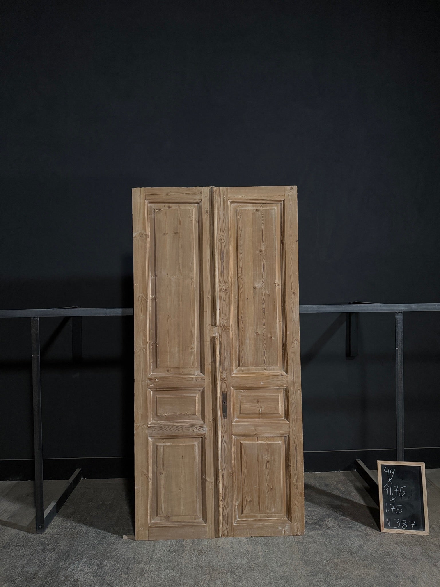 Antique 3 Panel Solid Double Doors - 44x91.75 - N387